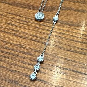 Banana Republic Women’s Cubic Zirconia Silver Plated Necklace 17” & 18” Chains